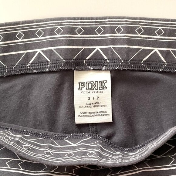 VICTORIAS SECRET PINK LEGGINGS GRAY GEOMETRIC - Picture 6 of 7
